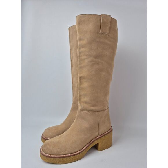Stuart Weitzman Women's Sand Montana Slouch Suede Boots Size 7 - Picture 2 of 7